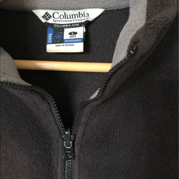 {Columbia} Dark Gray Fleece Jacket with Stripe - Picture 5 of 7